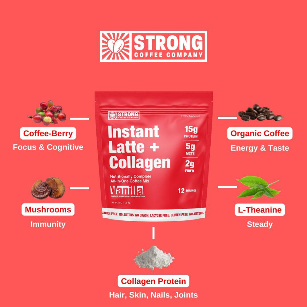 Strong Coffee Company Vanilla Instant Latte pour shows smooth texture and vanilla flavor.