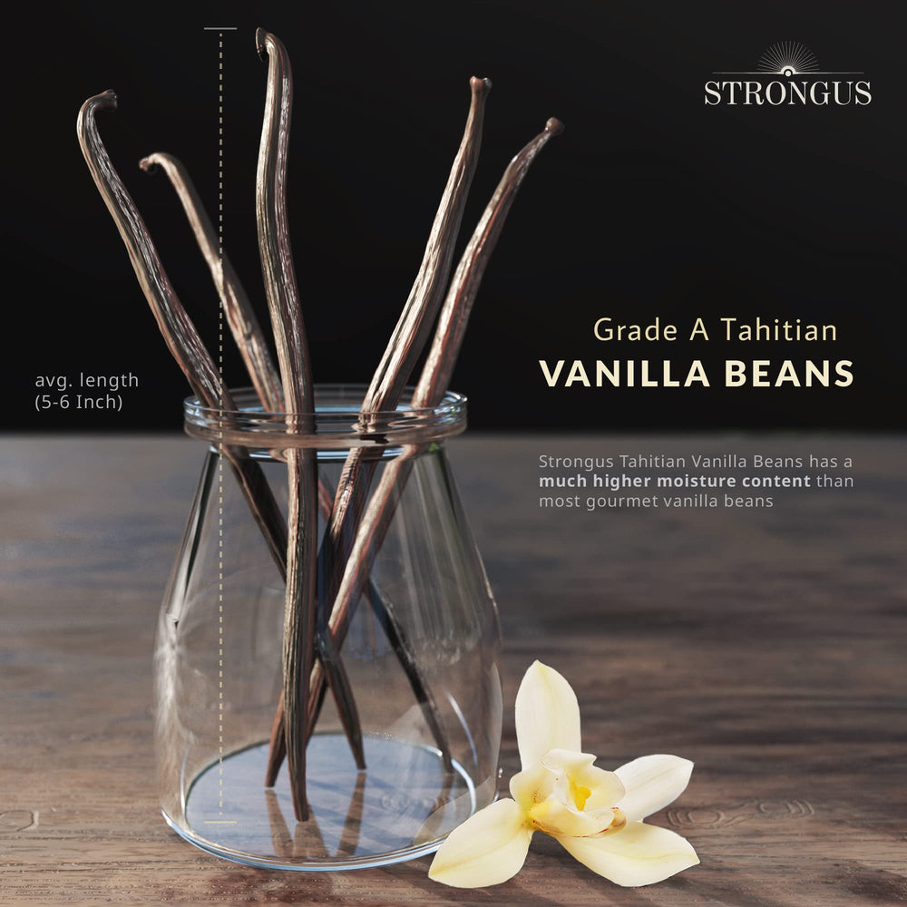 STRONGUS vanilla beans ready for baking, desserts, and creamy sauces.