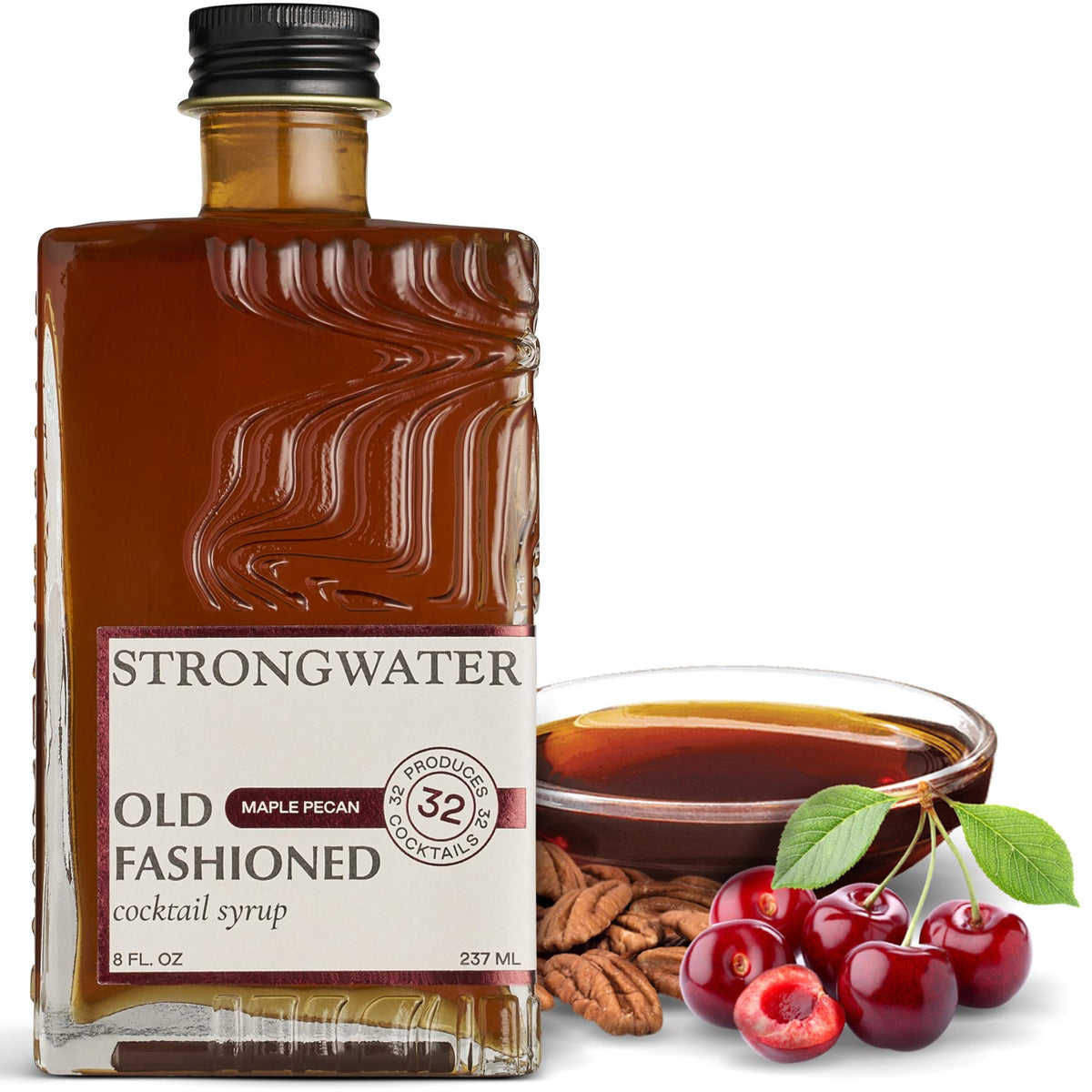 Strongwater Maple Pecan Old Fashioned Mixer bottle for smooth, balanced cocktails.
