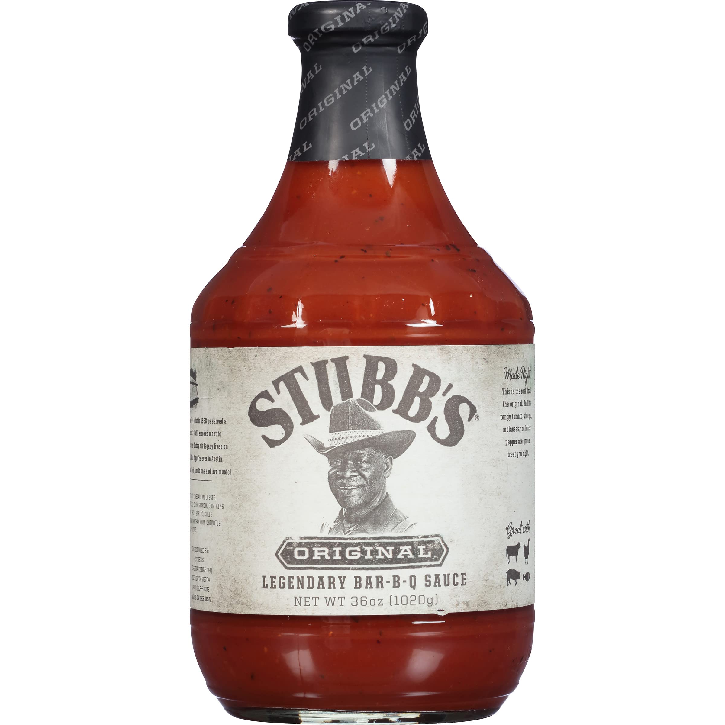 Stubb's Original BBQ Sauce bottle front with iconic label and Texas heritage.