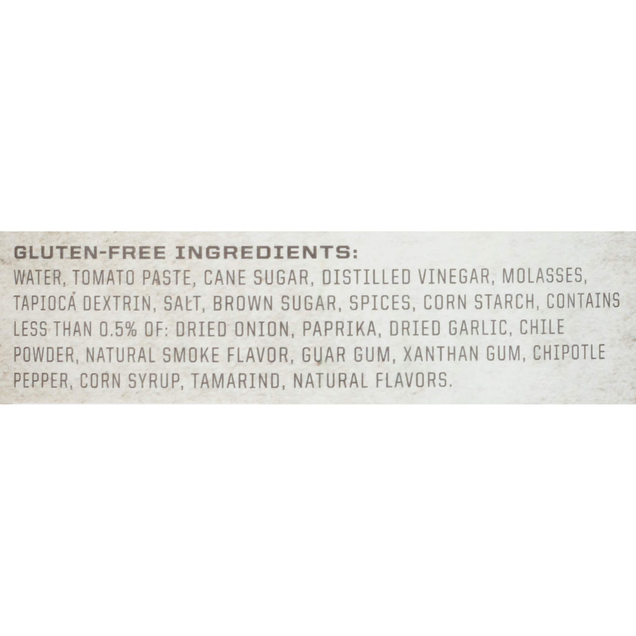 Close-up of Stubb's label detail highlighting gluten-free and non-GMO attributes.