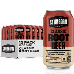 Stubborn Soda Classic Root Beer can with creamy, rich flavor