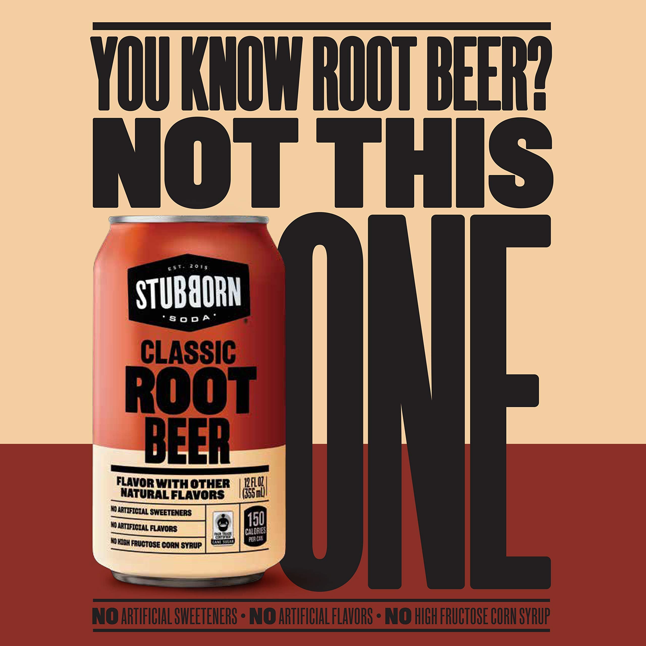Stubborn Soda close-up on can shows creamy foam and refreshing bubbles