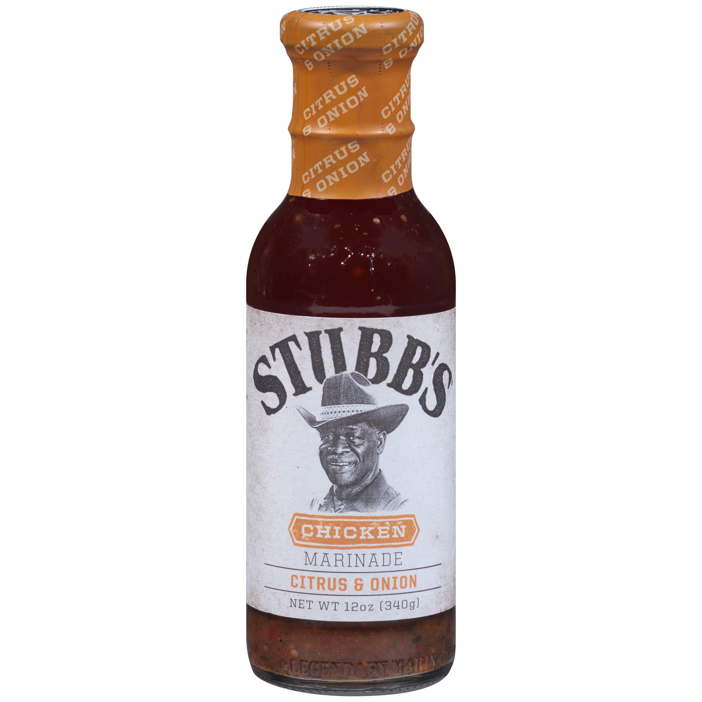 Stubb's Citrus Onion Chicken Marinade bottle on the kitchen counter for quick flavor boost