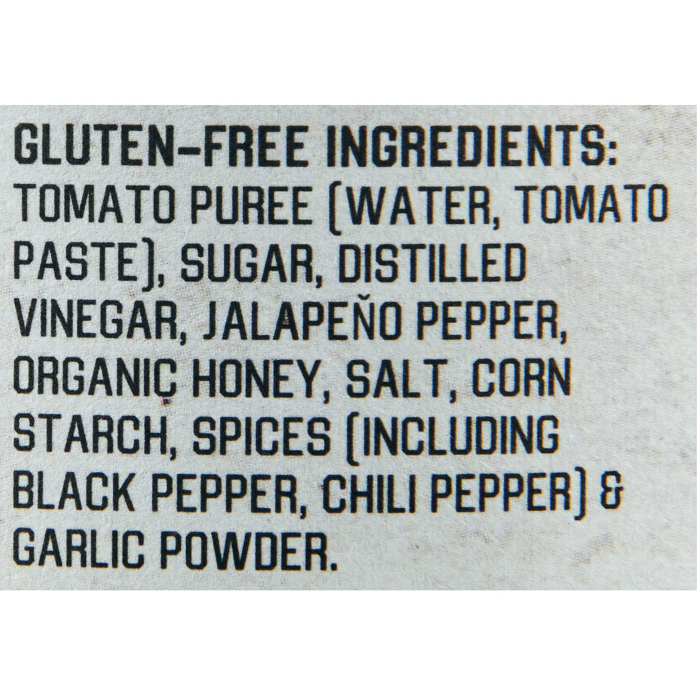 Close-up label of Stubbs Jalapeño & Honey BBQ Sauce highlights clean ingredients
