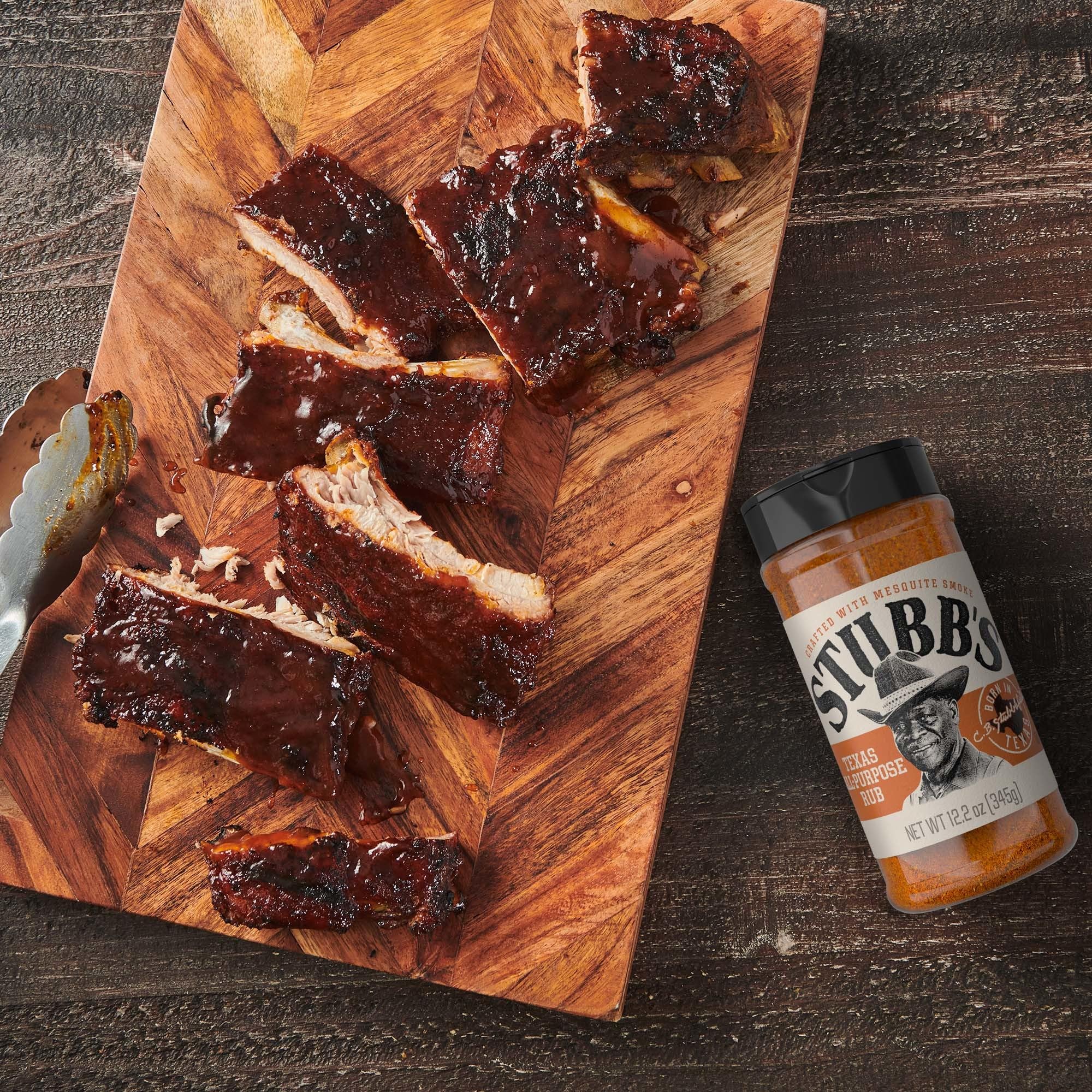 Stubbs Texas All-Purpose Rub pork ribs ready for a sticky, savory glaze.