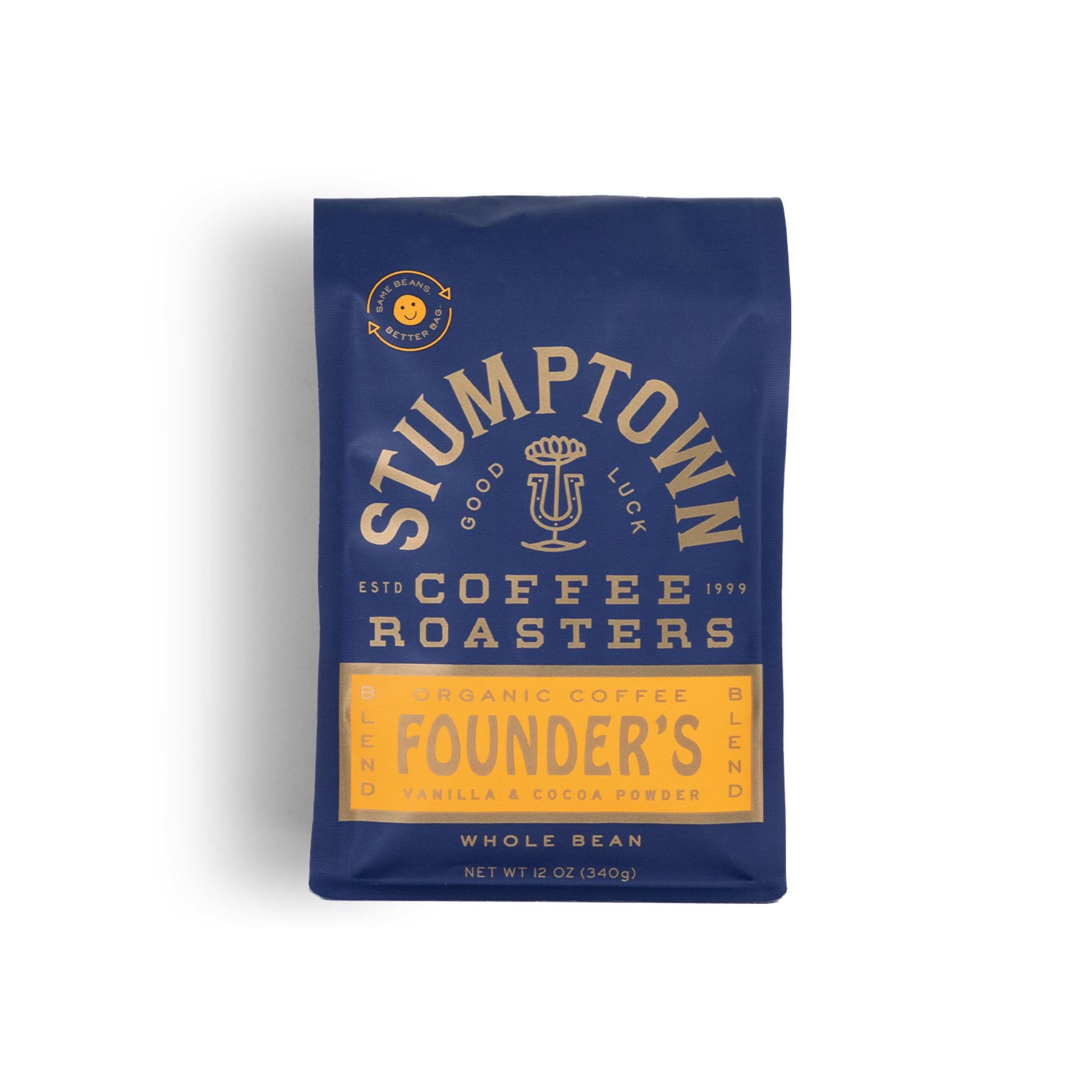 Stumptown Founder's Blend organic whole bean bag for everyday brewing.