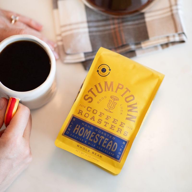 Steaming cup of Stumptown Homestead invites a balanced, approachable cup.