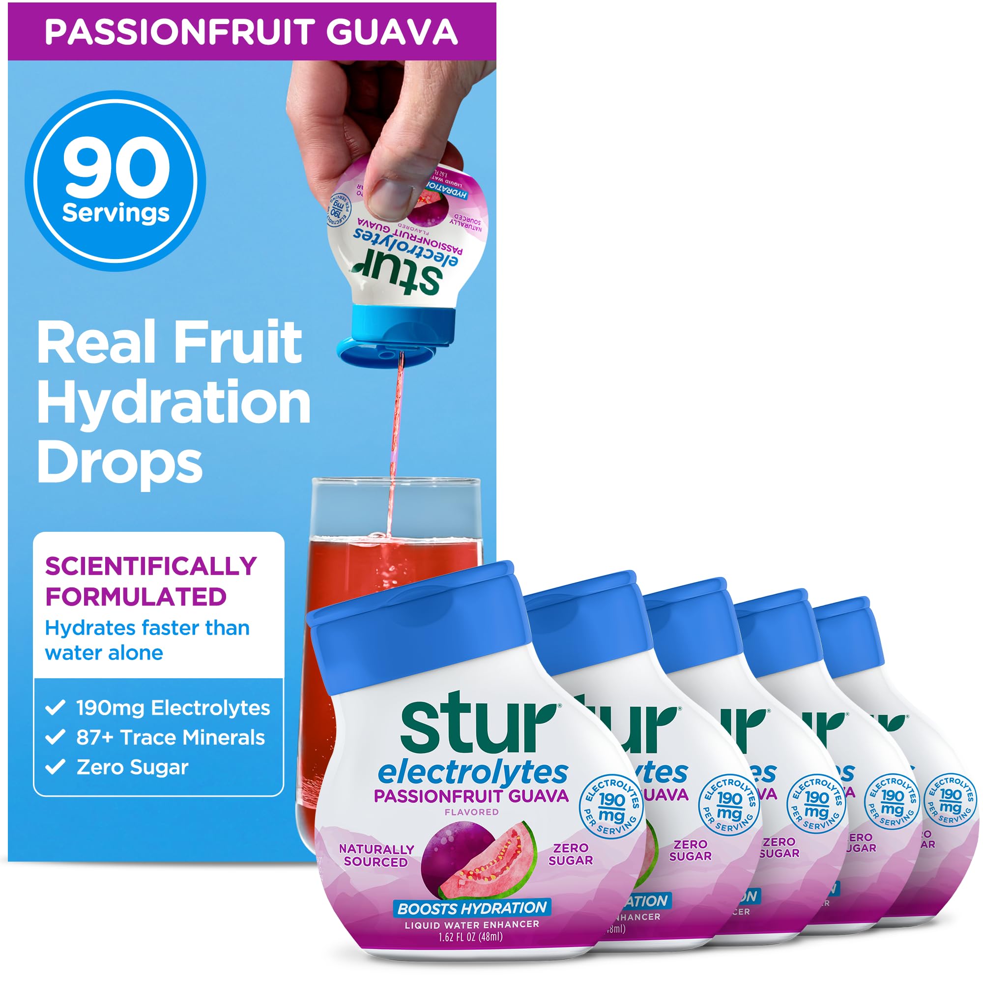 Stur Electrolyte Passionfruit Guava bottle ready for on-the-go hydration