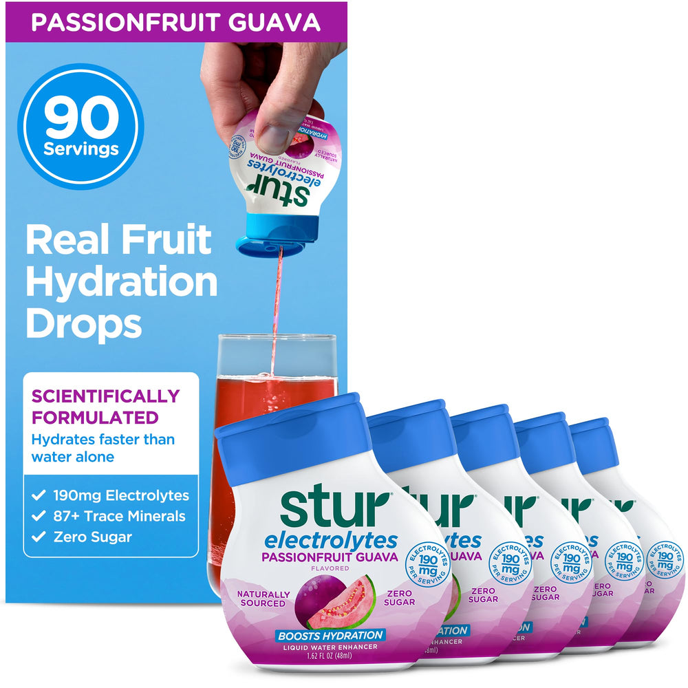 Stur Electrolyte Passionfruit Guava bottle ready for on-the-go hydration