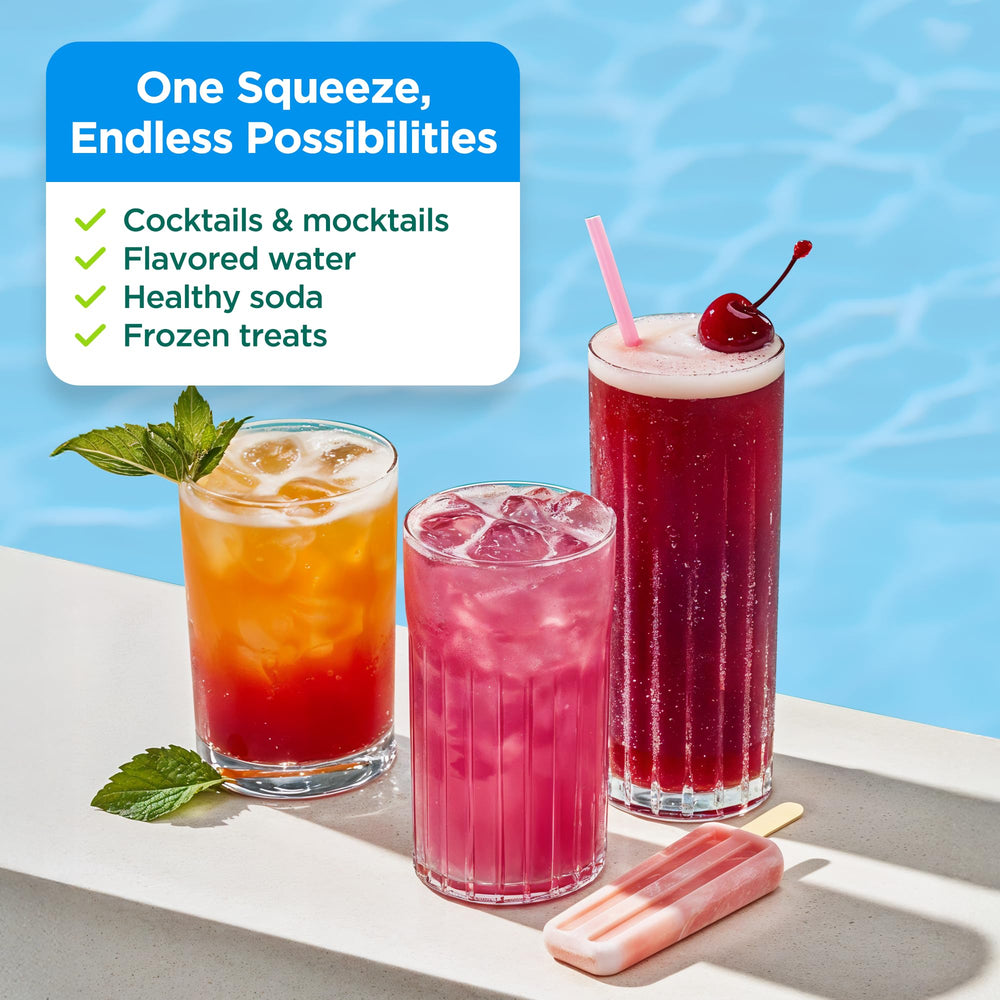 Glass with ice and Stur Passionfruit Guava with fruit slices