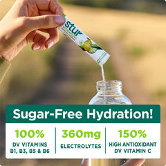 Prepared glass of Stur hydration beverage, ready to enjoy