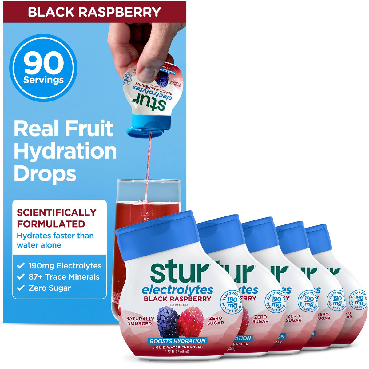 Stur Electrolyte Water Enhancer bottle top view for on-the-go hydration