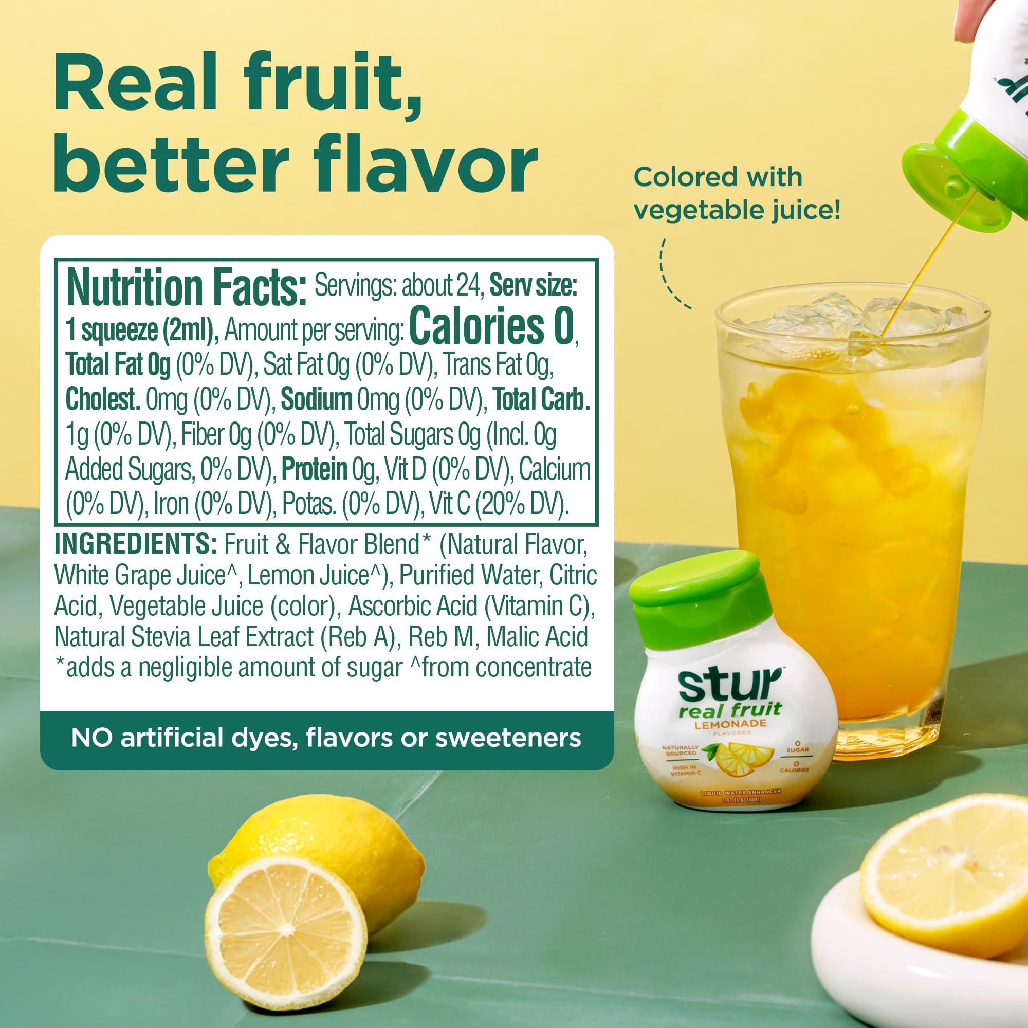 Stur Lemonade pours smoothly, delivering flavor without sugar.
