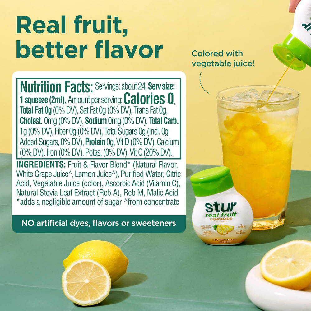 Stur Lemonade pours smoothly, delivering flavor without sugar.