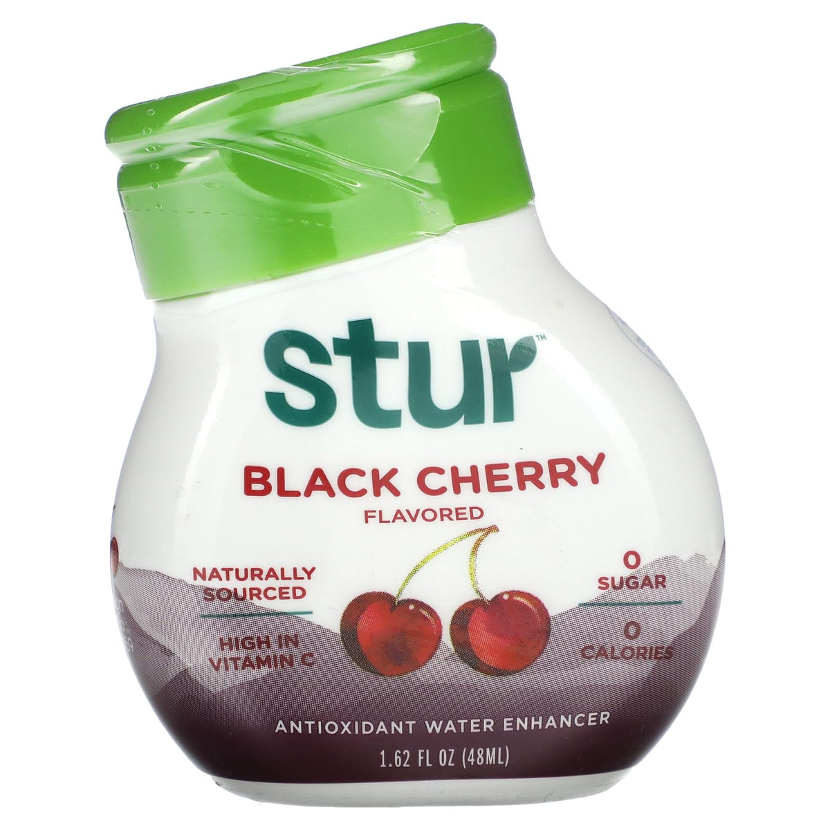 Stur Liquid Enhancer Blk Chrry bottle boosts flavor for everyday meals.