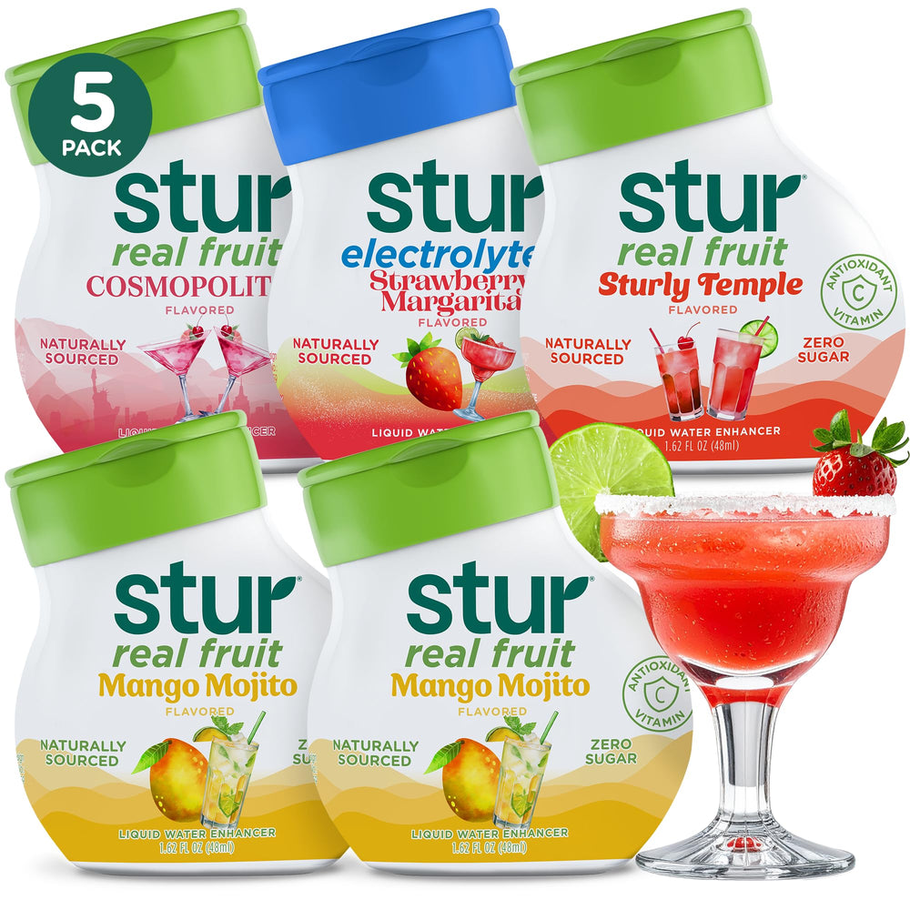Stur mocktail pack bottle showing convenient on the go hydration with real fruit flavor