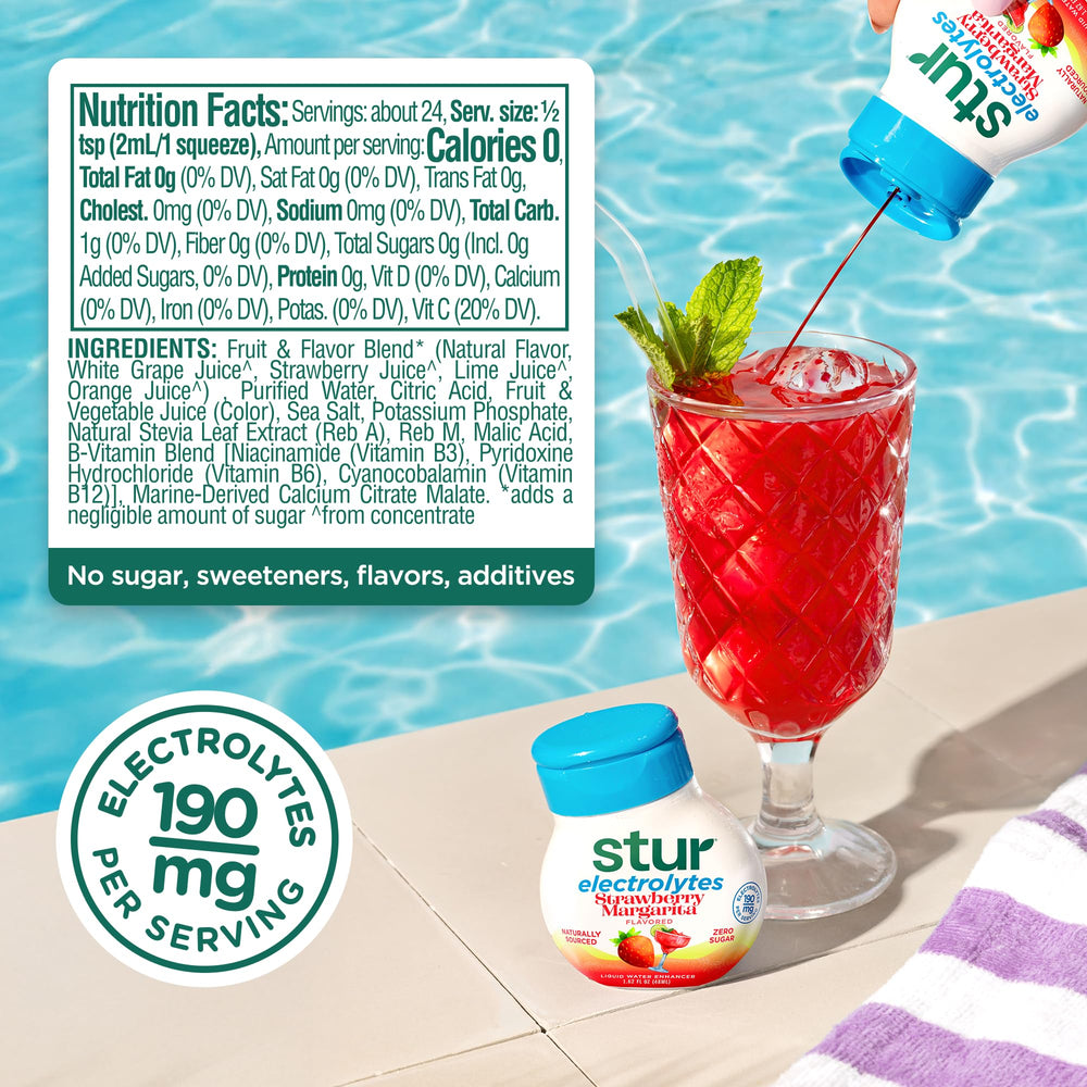 Glass with Stur mocktail pack for crisp refreshing water flavor