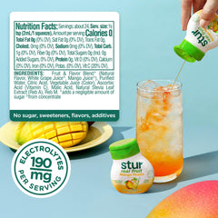 Pouring Stur mocktail pack to reveal vibrant natural flavor release