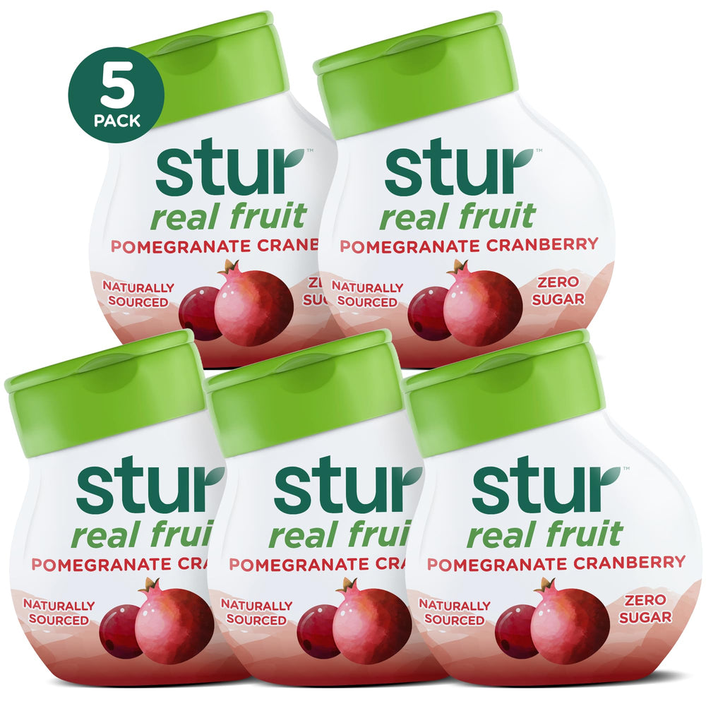 Stur liquid water enhancer bottle shows pomegranate cranberry flavor for refreshing hydration