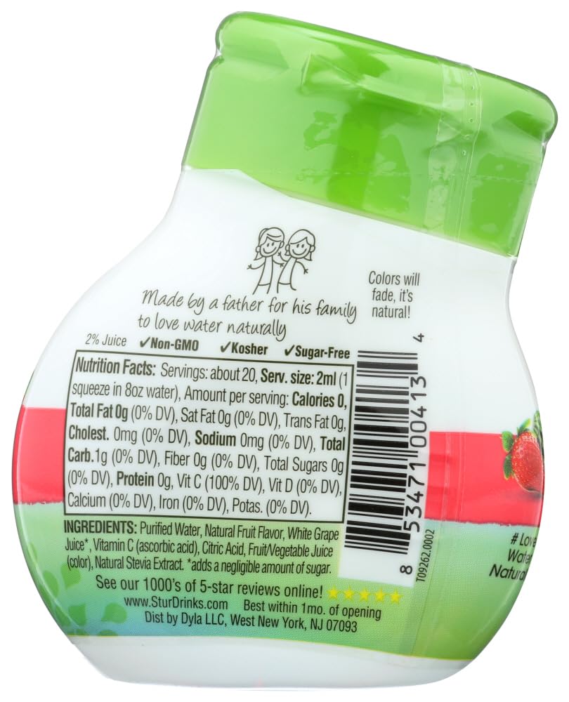 Stur Strawberry Watermelon drops dissolving in a glass to enhance a beverage.
