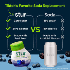 Stur Vitamin C boost label highlights antioxidants and vitamin C per serving.