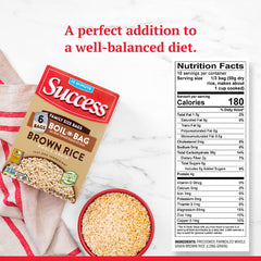 Success Boil-in-Bag Brown Rice microwave method shown for fast prep.