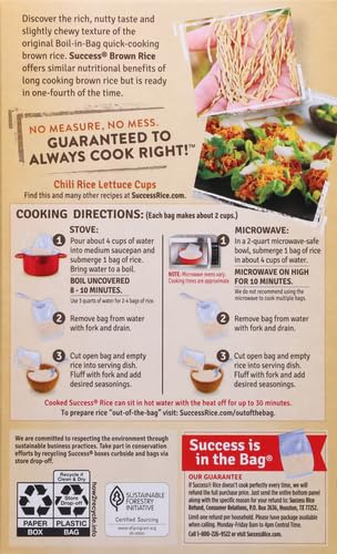 SUCCESS Brown Rice serving with vegetables demonstrates quick dinner option.