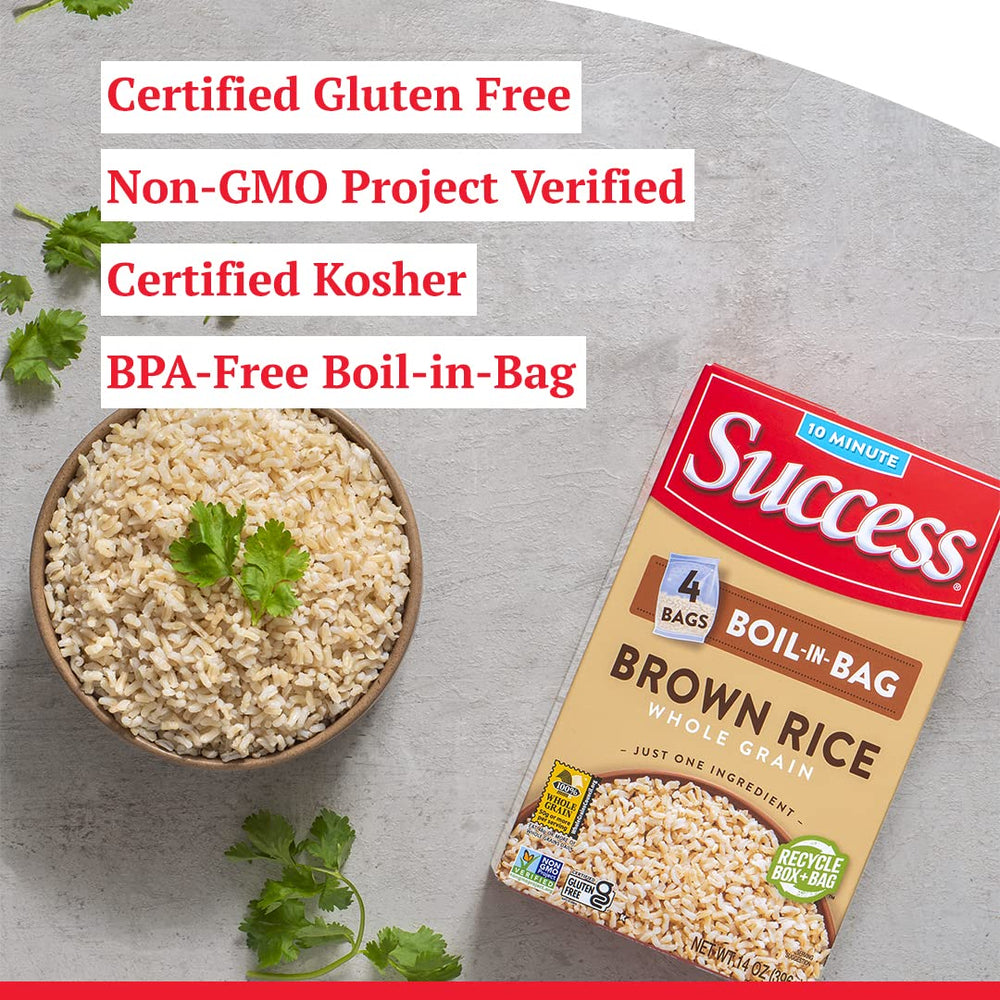 SUCCESS Non-GMO, gluten-free brown rice ready in minutes.