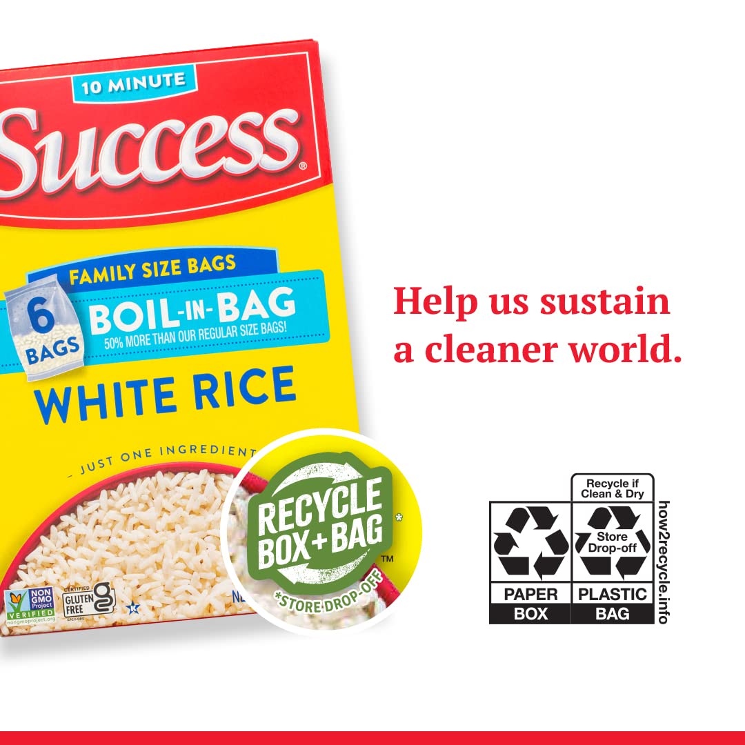 SUCCESS no-preservatives packaging emphasizes simple, additive-free ingredients.