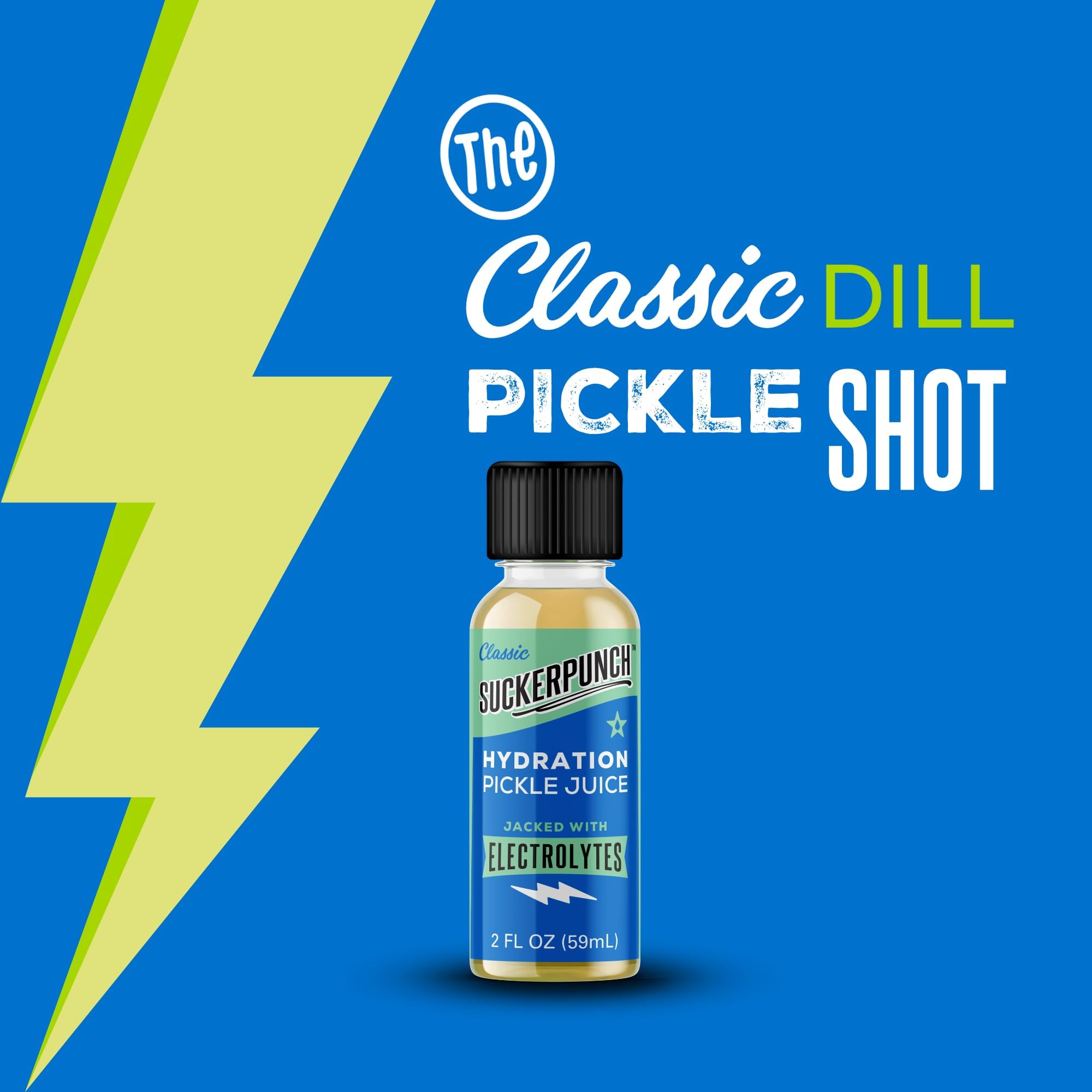 Suckerpunch 2oz shot shown for on-the-go hydration.