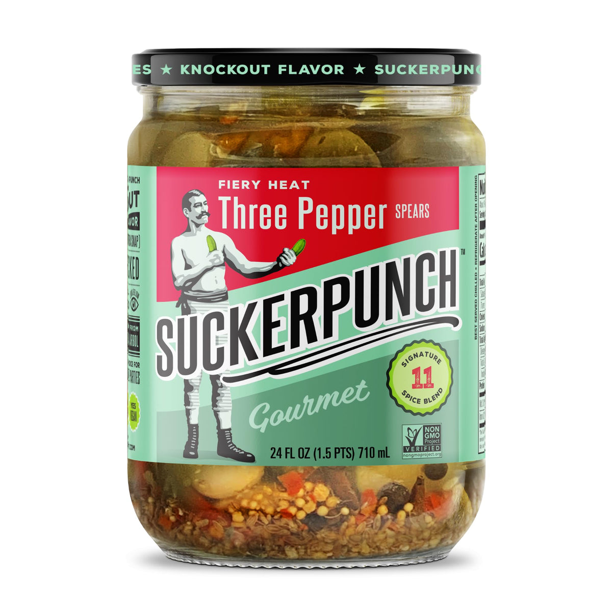 SuckerPunch Bold Burger Dill Pickle Chips jar close-up, keto-friendly ready-to-eat dill pickle snack
