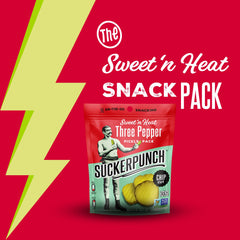 Suckerpunch gluten-free vegan label on pouch signifies allergen-friendly snacking.