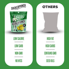 SuckerPunch bread-n-butter dill pickles chip-cut, sugar-free and low-calorie snack option