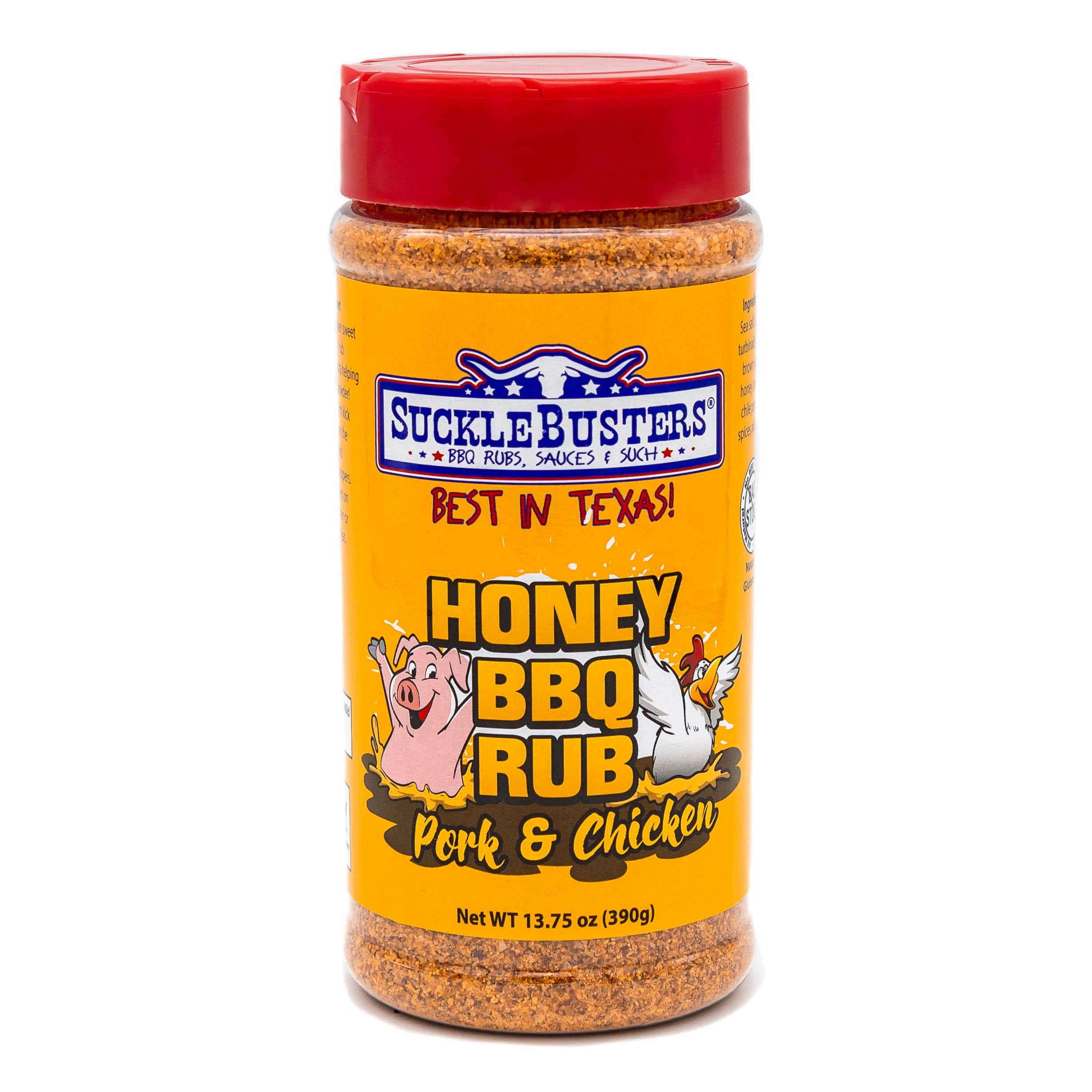 SuckleBusters Honey BBQ Rub bottle ready for pork and chicken seasoning