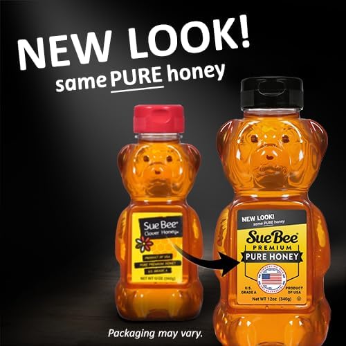 Sue Bee honey golden flow illustrates smooth texture ideal for drizzle.