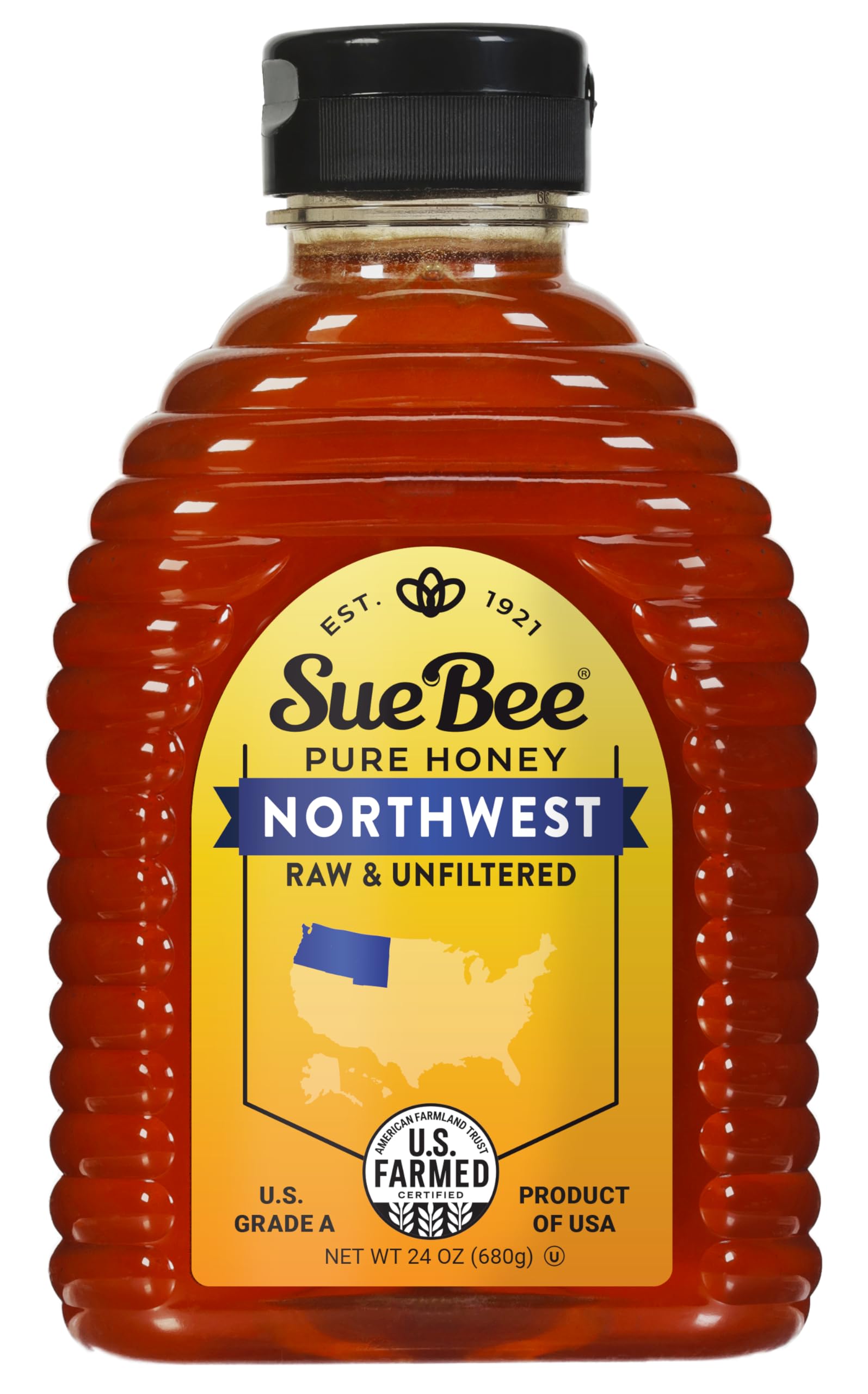 Sue Bee Local Northwest Honey bottle shows pure, unfiltered sweetness from regional beekeepers.