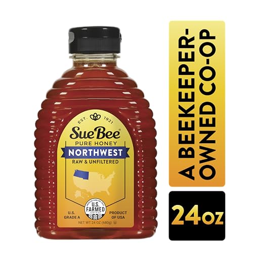 Close-up of the Sue Bee label highlighting US origin and co-op sourcing.