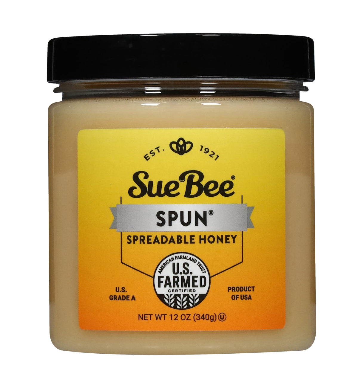 Sue Bee Premium Spun Honey bottle pour, smooth texture ideal for glazing and spreading.
