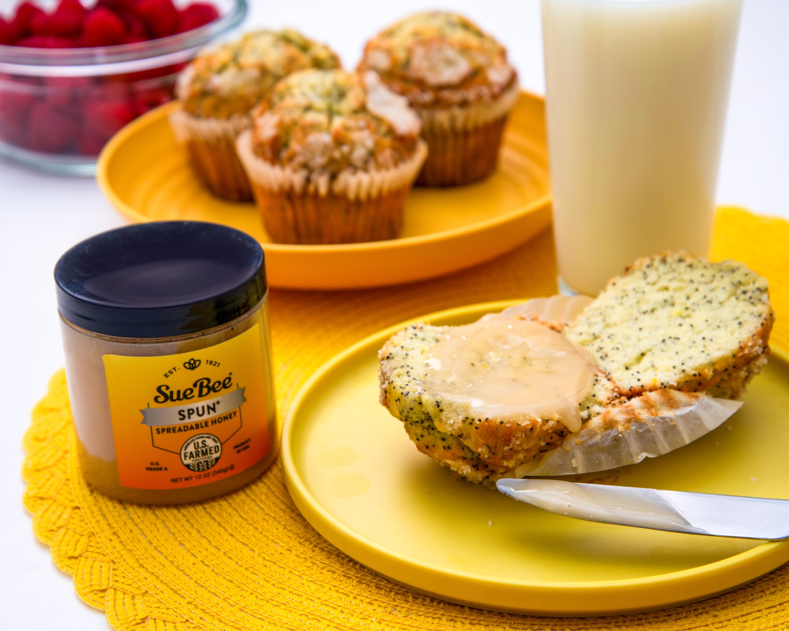 Sue Bee Premium Spun Honey for tea, a warm, fragrant sweetener option.