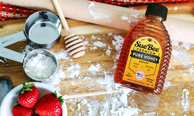 Sue Bee Pure Premium Honey 50-ounce bottle emphasizes quality and heritage