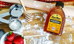 Sue Bee Pure Premium Honey 50-ounce bottle emphasizes quality and heritage