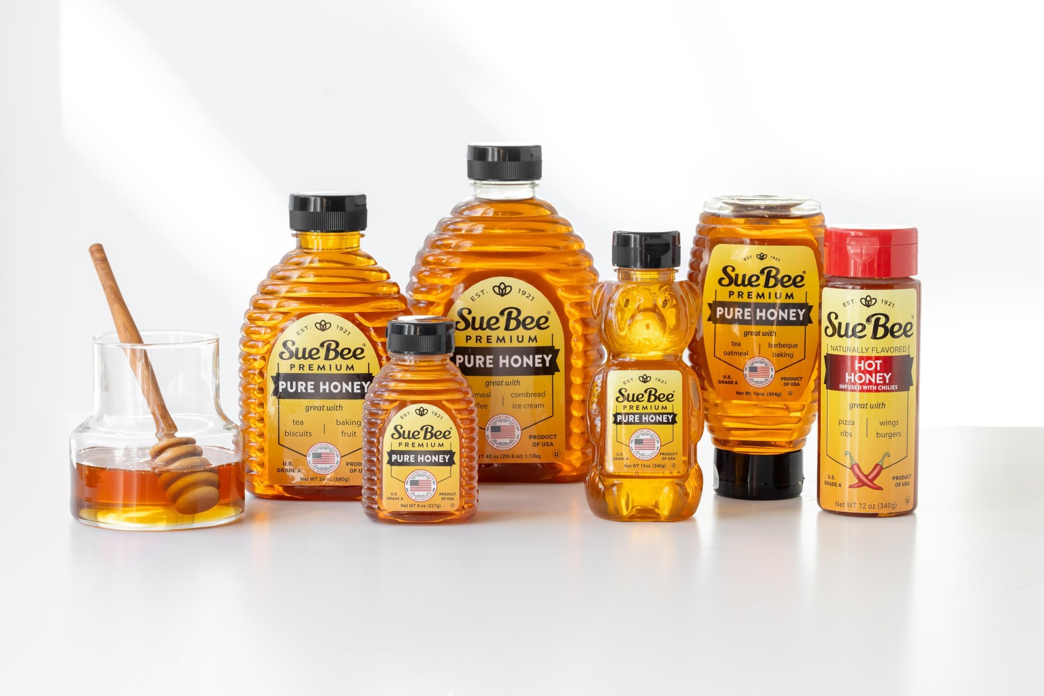 Sue Bee Pure Premium Honey squeeze bear ready for effortless drizzling