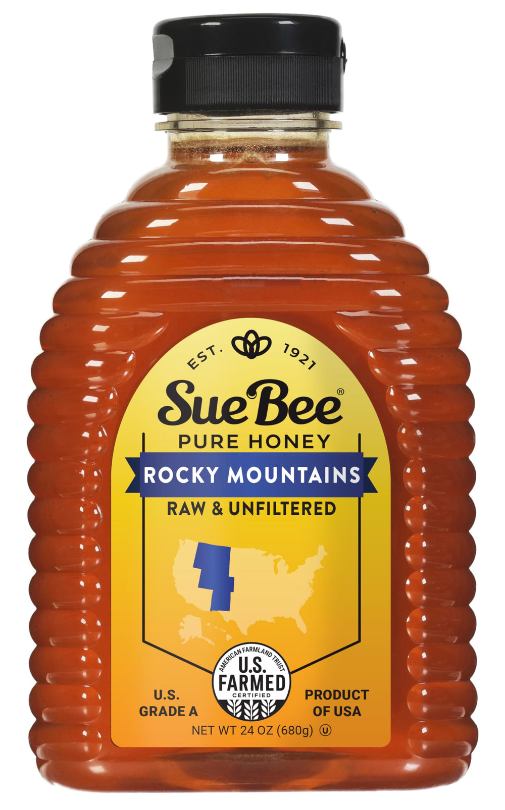 Sue Bee Rocky Mountains honey jar showcasing local flavor for everyday use