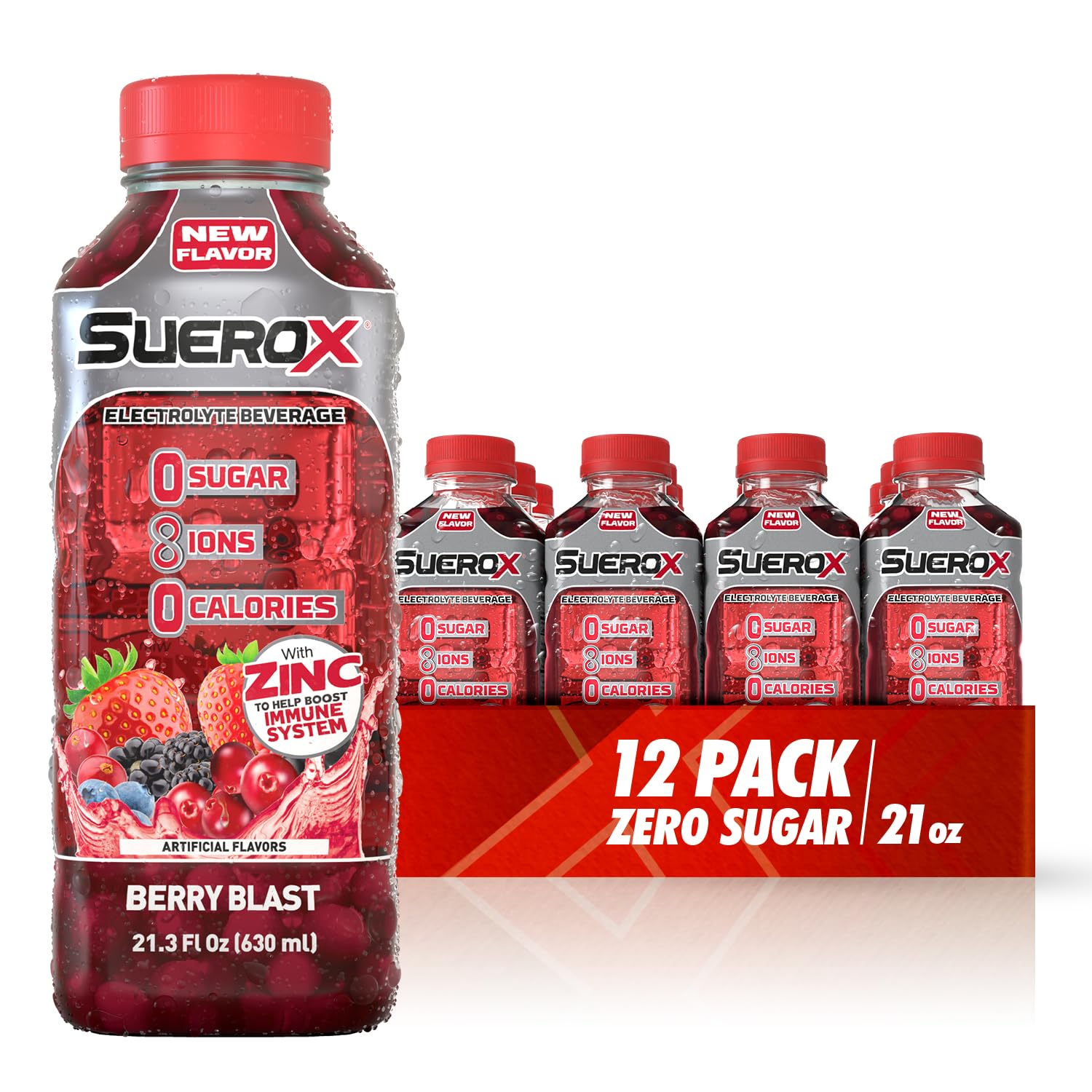 SueroX Berry Blast bottle for zero-calorie hydration on the go.