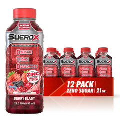 SueroX Berry Blast bottle for zero-calorie hydration on the go.