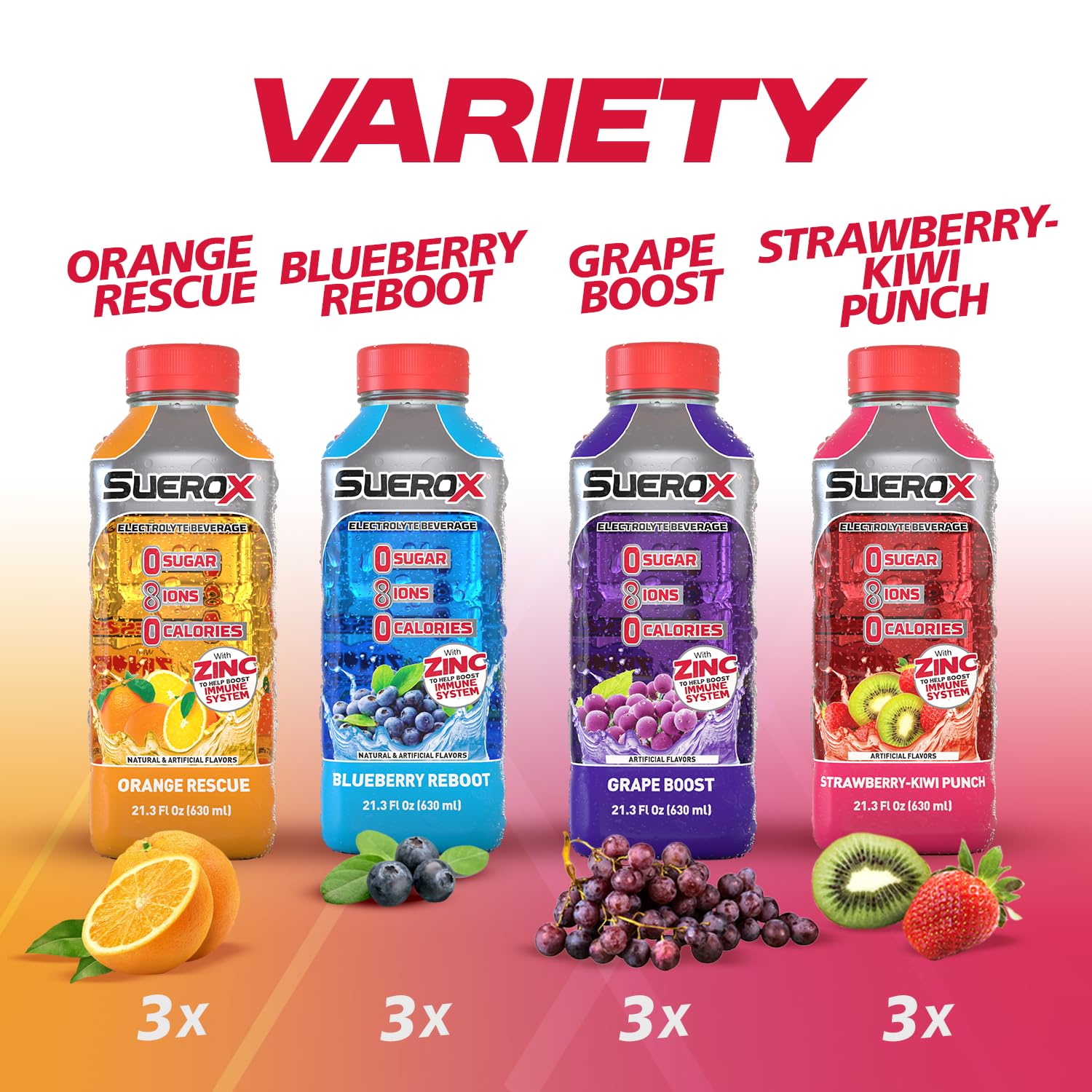 SueroX 12-count variety pack box showing convenient multi-pack for gatherings and workouts