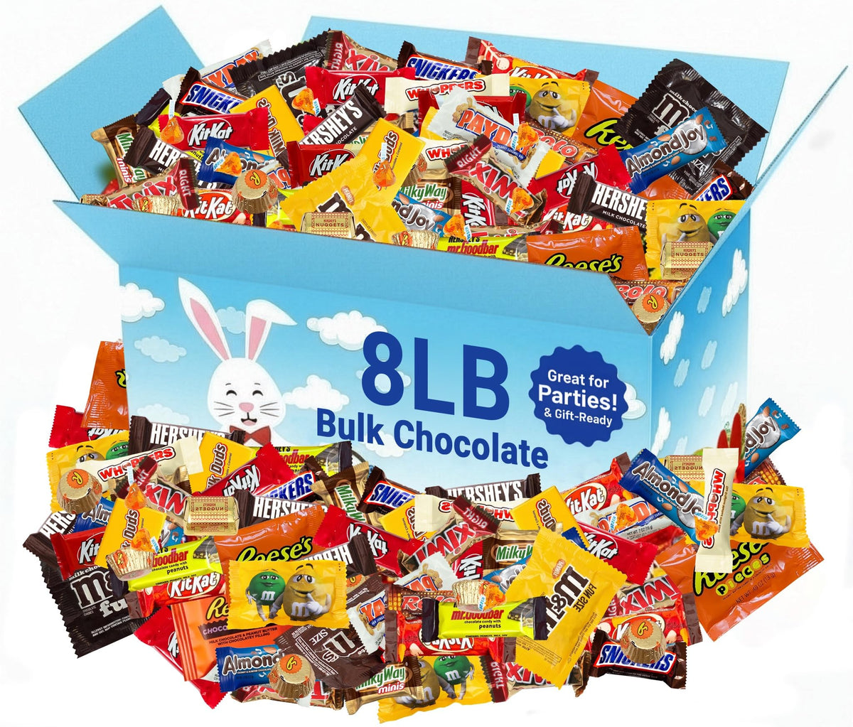 SUGADELIC assorted chocolate variety pack display for parties and gatherings, offering crowd-pleasing flavors.