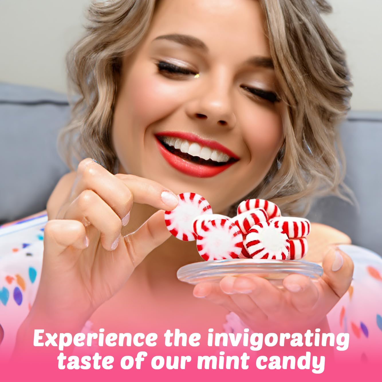 SUGADELIC Peppermints providing a refreshing after-dinner mouthfeel.