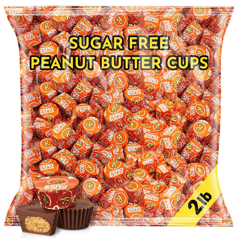 SUGADELIC zero sugar milk chocolate peanut butter cups in a bulk bag, ideal for keto snacking.